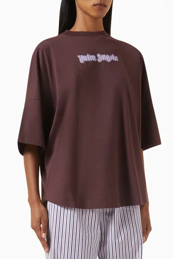 Neon-logo Drop Shoulder T-shirt in Cotton