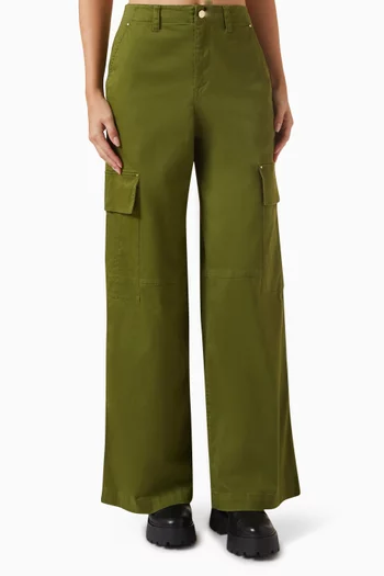 Wide-leg Cargo Pants in Stretch Organic Cotton