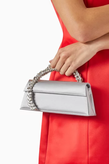 Diamanté Spiral Flap Bag in Satin