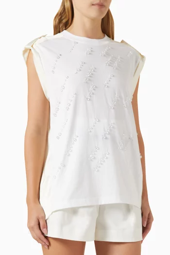 Crystal-embellished Top in Cotton