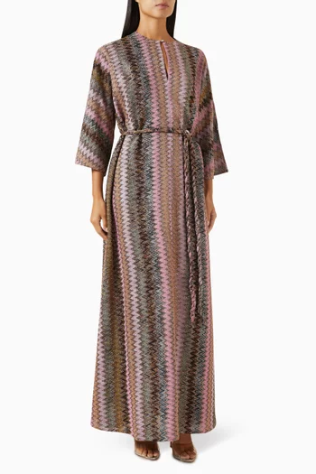 Zigzag Belted Kaftan in Viscose-knit