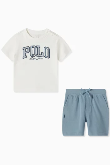 Logo-embroidered T-shirt & Shorts Set in Cotton-jersey