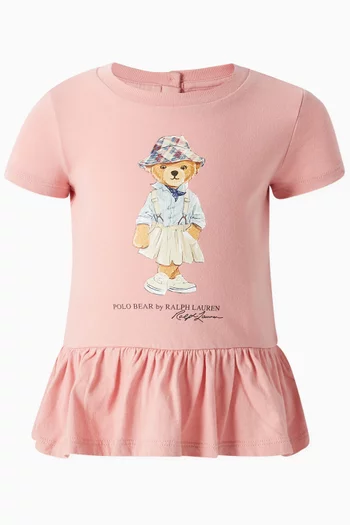 Polo Bear Ruffled T-shirt in Cotton-jersey