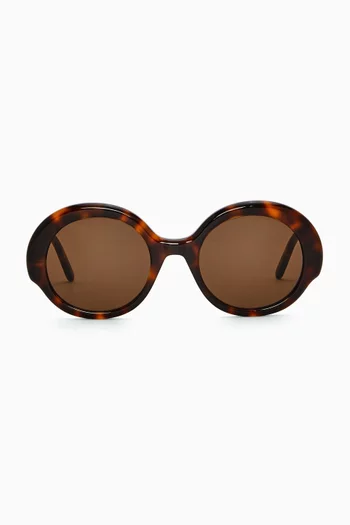 Oversized Round Slim Sunglasses in Acetate