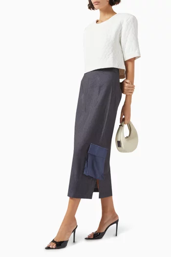 Two-tone Pencil Midi Skirt