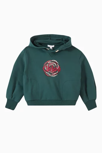 Logo Embroidered Hoodie in Cotton