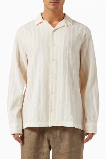 Embroidered Stripe Shirt in Cotton