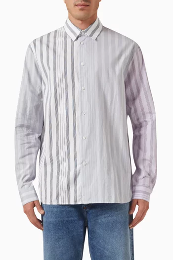 Striped Patchwork Shirt in Cotton