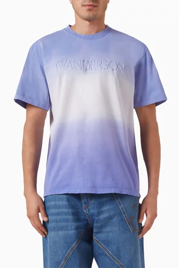 Logo Embroidery Gradient T-shirt in Cotton