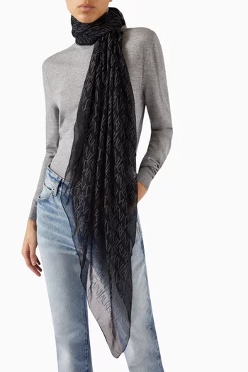 Large Logo Scarf in Casein Fibre & Modal