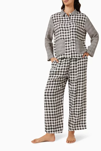 Gingham Pocket Pyjama Set in Linen
