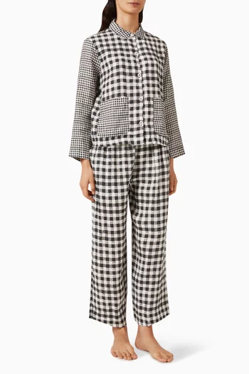 Gingham Pocket Pyjama Set in Linen