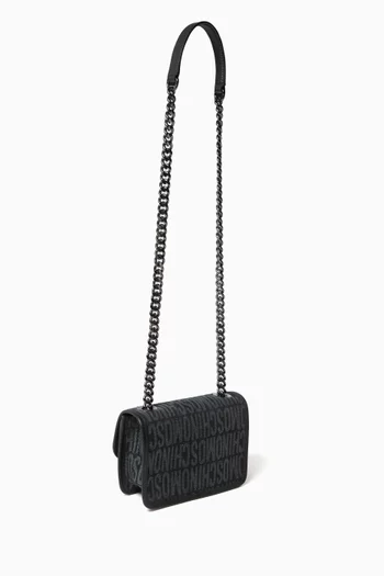 Medium Logo Crossbody Bag in Denim Jacquard