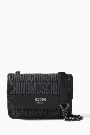 Medium Logo Crossbody Bag in Denim Jacquard