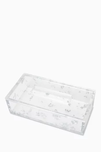 Silver Flake Tissue Box in Resin