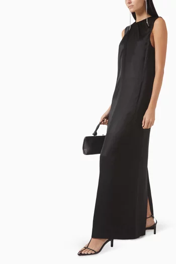Gathered Maxi Dress in Satin