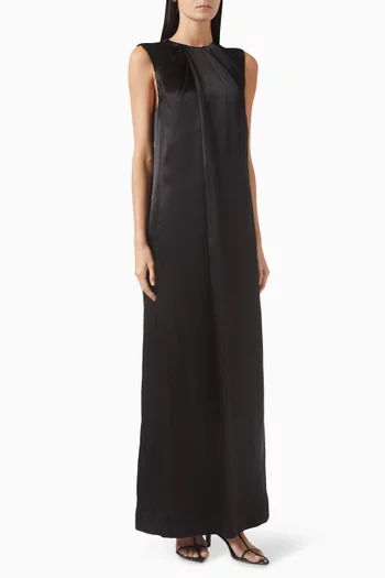 Gathered Maxi Dress in Satin