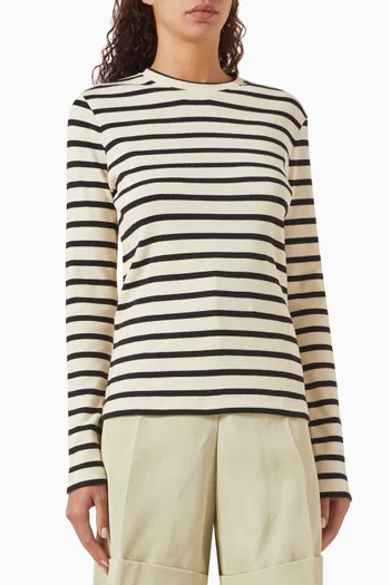 Long-sleeve Striped Top in Cotton