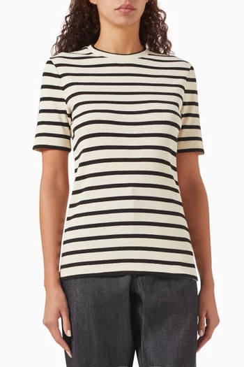 Striped Crew Neck T-shirt in Cotton