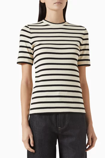 Striped Crew Neck T-shirt in Cotton