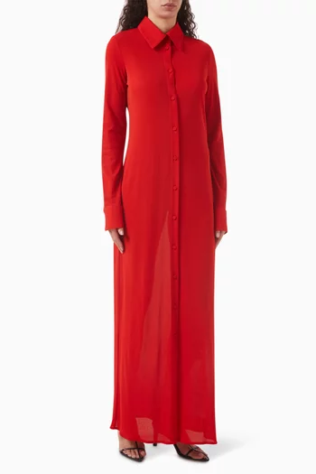 Button-up Chemisier Maxi Dress in Silk