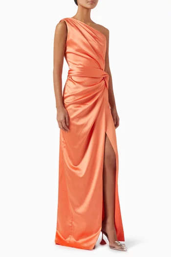 Clara Draped Gown in Satin