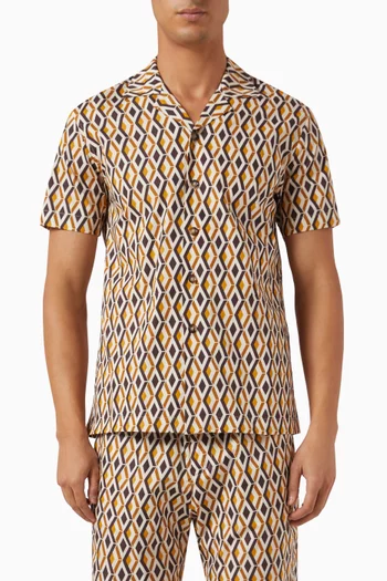 قميص ريزورت بنقشة هيدرا قطن بوبلين