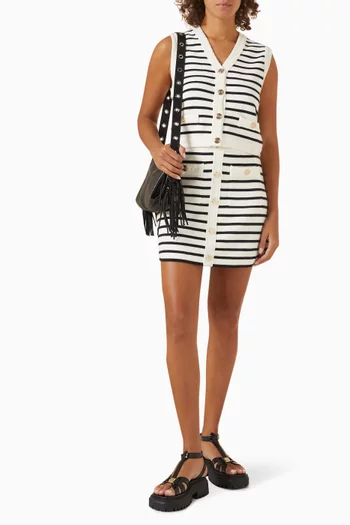 Striped Cropped Vest in Wool-blend