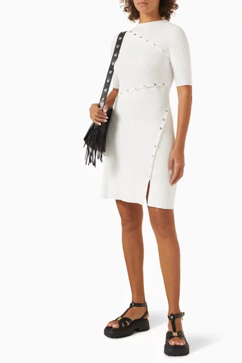 Rellier Clover-button Mini Dress in Viscose Blend