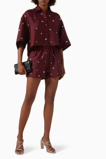 Embellished Wide-leg Shorts