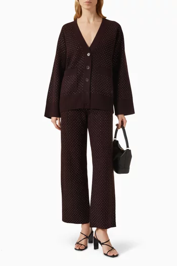 بنطال مطرز برباط تضييق نسيج فيسكوز