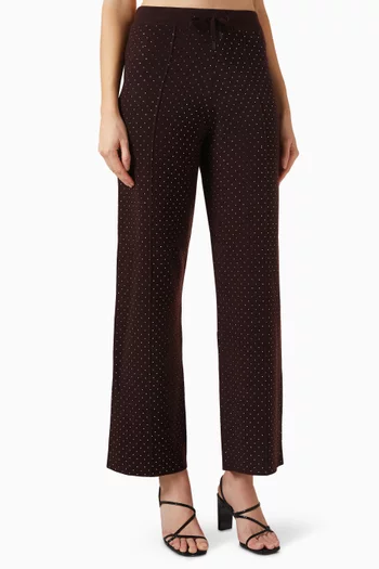 بنطال مطرز برباط تضييق نسيج فيسكوز