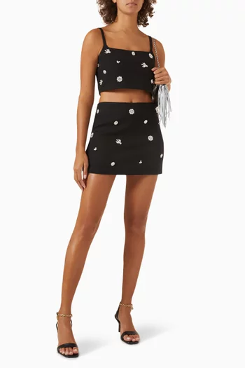 Rhinestone-embellished Skort in Knit