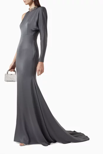 One-sleeve Gown in Satin Crepe