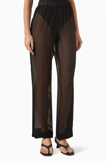 Deep Wood Sheer Pants in Silk-chiffon