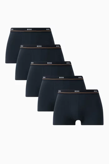 Essential Logo Trunks in Stretch Cotton, Set of 5