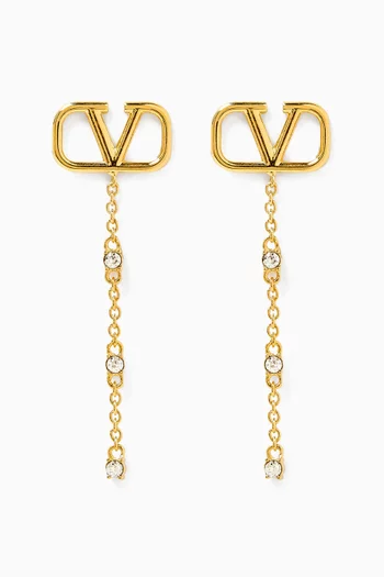 Valentino Garavani VLOGO Signature Strass Drop Earrings in Metal