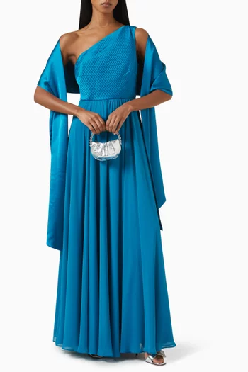 One-shoulder Gown in Satin