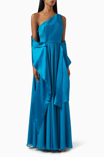 One-shoulder Gown in Satin