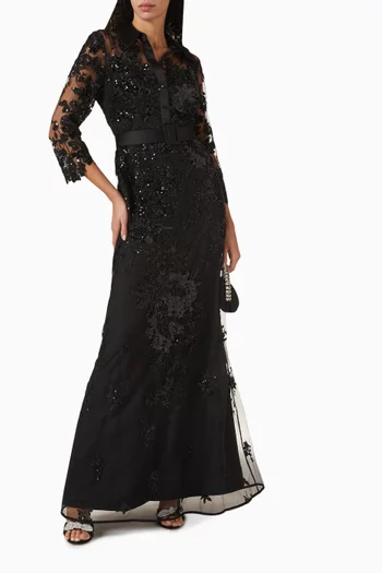 Bead-embellished Gown in Lace