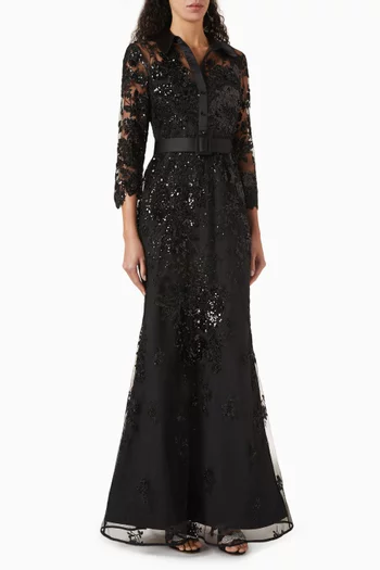 Bead-embellished Gown in Lace