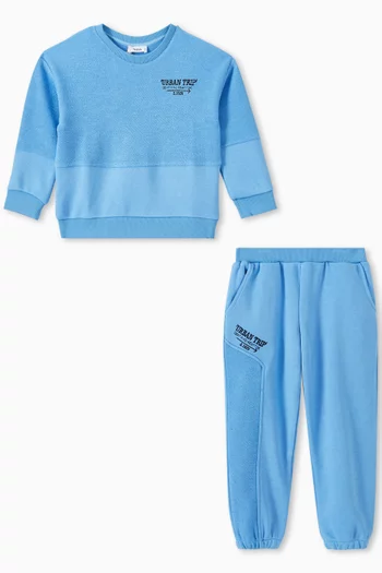 Crewneck Sweatshirt & Pants Set in Cotton-blend