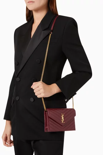 Cassandre Matelassé Envelope Chain Wallet in Lambskin Leather