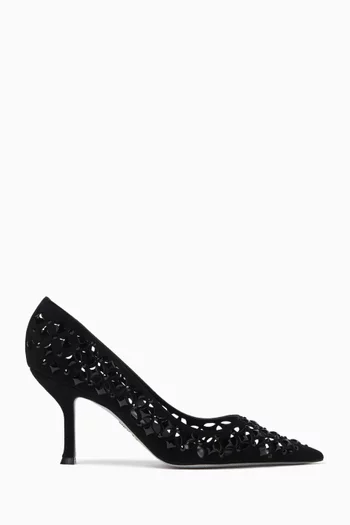 Trifora 80 Cut-out Crystal-embellished Pumps in Suede