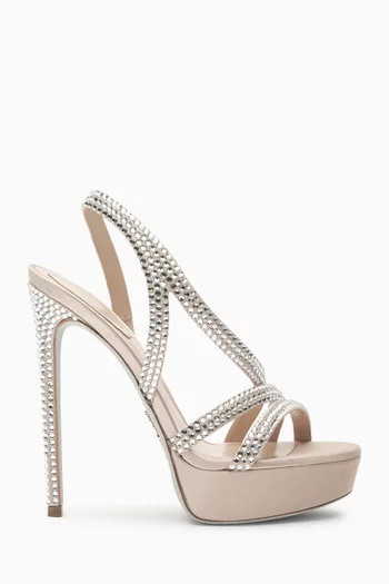 Lisa 130 Crystal-embellished Platform Sandals in Satin