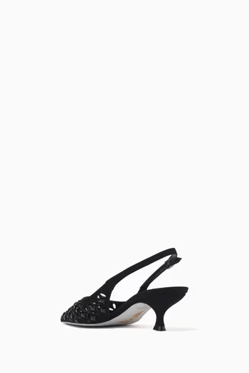 Trifora 50 Cut-out Crystal-embellished Slingback Pumps in Suede