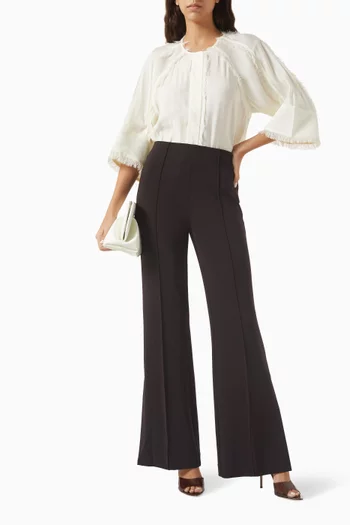 Cassie Fringed Crop Shirt in Rayon-blend