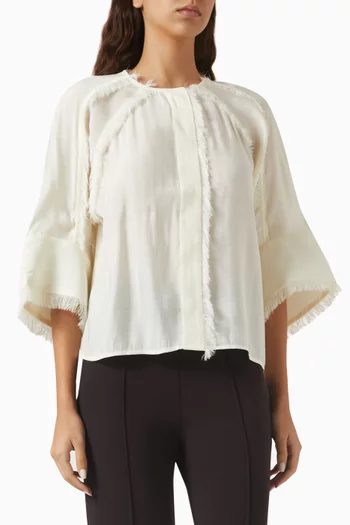 Cassie Fringed Crop Shirt in Rayon-blend