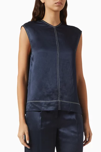 Billie Contrast-stitch Top in Shiny Viscose-blend