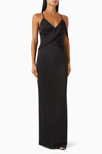 Heather Draped-shoulder Maxi Dress